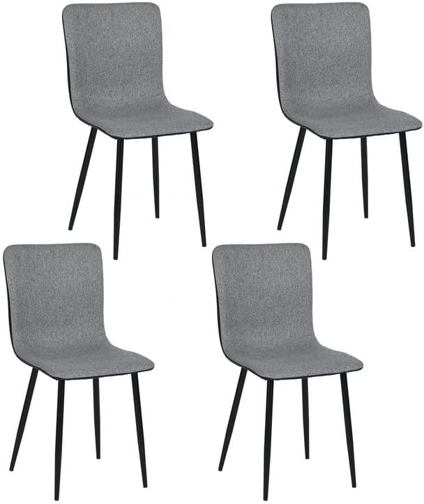 Homy Casa Lot de 4 chaises de salle à manger rembourrées en tissu avec pieds en métal et dos en PU Gris et noir Fiche Technique et Prix au Maroc