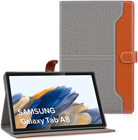 DLveer Coque pour Samsung Galaxy Tab A8 10.5'' - Cuir PU de + Couverture arrière en TPU Protecteur Housse Étui pour Samsung Galaxy Tab A8 10.5 Pouces 2022 (SM-X205/‎SM-X200), Denim Grise Fiche Technique et Prix au Maroc