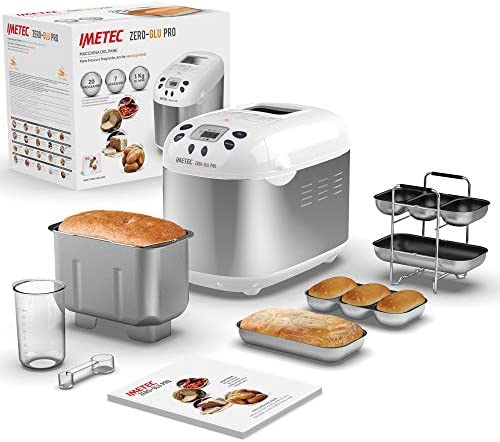 Imetec Zero-Glu Pro - Machine à Pain 1kg, Ciabatta, Petits Pains Sans Gluten, Pâte à Pizza, Gâteaux, Confitures - 20 Programmes, Température de Levage Contrôlée, Sans BPA + Livre de Recettes Fiche Technique et Prix au Maroc