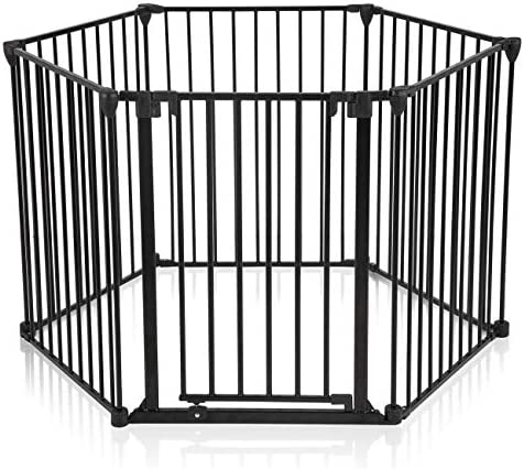 Baby Vivo Barrière Parc en Métal Grille pour Cheminée 5+1 Pare-feu Securité Escaliers Enfant (5 Barreaux avec une Porte) - PREMIUM Fiche Technique et Prix au Maroc