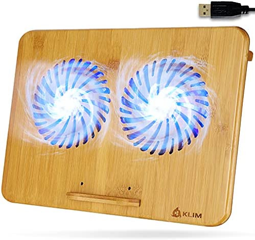KLIM Bamboo - Refroidisseur PC Portable - Vitesse réglable - Support ventilé avec Structure en Bambou pour Ordinateur 10’ à 15,6’ - Extra Port USB [ Nouvelle Version 2022 ] Fiche Technique et Prix au Maroc