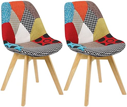 WOLTU BH29mf-2 Chaises Salle à Manger Lot de 2 en Lin,Chaise de Cuisine en Bois,Multicolore Fiche Technique et Prix au Maroc