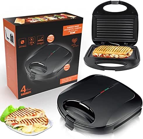 YILENA Appareil Croque Monsieur/Panini Grill Viande Electrique, 750W Appareil Panini, Breakfast Sandwich Maker, Plaques Anti-adhésif, Température Automatique, Rangement Vertical Fiche Technique et Prix au Maroc