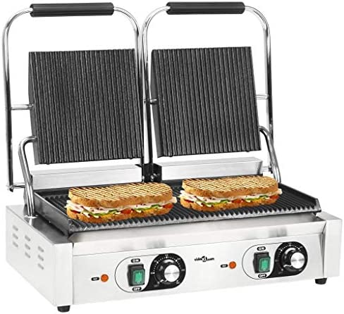 GOTOTOP Grill Viande Multifonction, plancha, Presse à paninis, Appareil à sandwichs avec 2 régulateurs de température et 1 bac collecteur, 58 x 41 x 19 cm 3600W Fiche Technique et Prix au Maroc