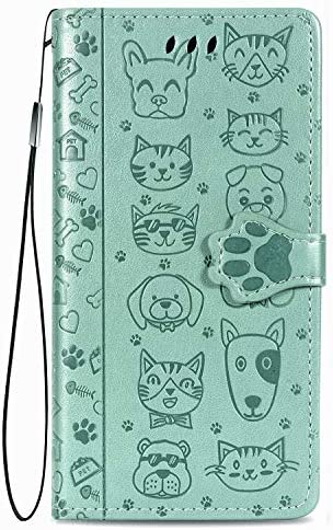 Fertuo Coque pour Xiaomi Redmi Note 10 Pro, Antichoc Portefeuille Étui Housse en Cuir à Rabat avec Porte Carte, Chiusura Magnetica [Chat Chien] Flip Cover Case pour Redmi Note 10 Pro Max, Vert Fiche Technique et Prix au Maroc