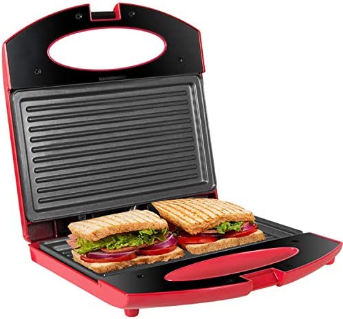 Gotoll Toaster Croque Monsieur 3 en 1 Appareil Panini Grill Antiadhésive 750W Sandwich Maker Presse à Panini - Rouge Fiche Technique et Prix au Maroc