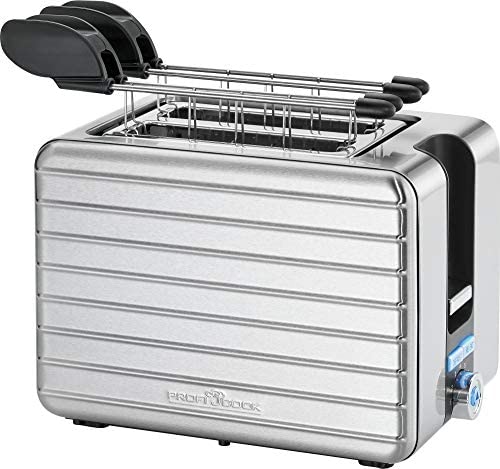 ProfiCook PC-TAZ 1110 - Grille pain compact - 2 tranches - Avec grilles pour sandwich - Fentes larges 40 mm - 3 fonctiones - Arrêt automatique - 1050 Watts - Couleur Argent Fiche Technique et Prix au Maroc