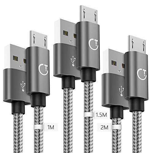 Gritin Câble Micro USB [1m+1.5m+2m / Lot de 3], Cable Micro USB Charge Rapide en Nylon Tressé Câble Cordon Micro USB pour Appareils Android, Galaxy, Huawei, LG, Sony, Xiaomi, Nexus - Gris Sidéral Fiche Technique et Prix au Maroc