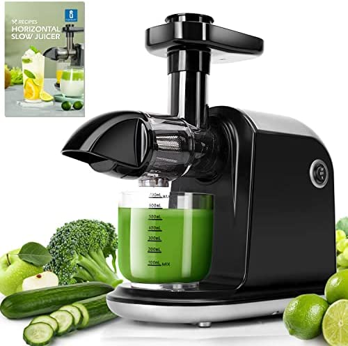 Aigostar Joyslow - Extracteur de jus, 0% BPA. Slow Juicer de 150W, extraction lente 70 tr/min et fonction inverse. Moteur silencieux. Livre de recettes inclus et brosse de nettoyage. Fiche Technique et Prix au Maroc