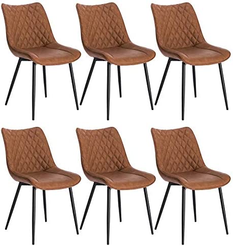 WOLTU Lot de 6 Chaises de Salle à Manger Chaises de Repas rembourrée en Similicuir piétement en métal,Chaise de Salon Brun Clair BH210hbr-6 Fiche Technique et Prix au Maroc