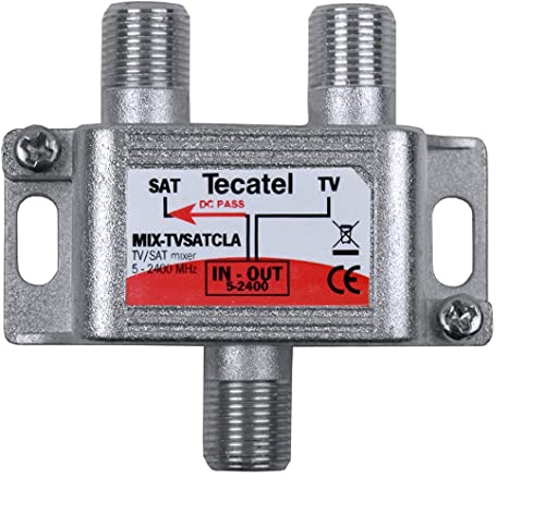 CABLEPELADO Mélangeur de signaux satellites et terrestres | Mélangeur TV/SAT | 2 entrées - 1 sortie | Passage de courant pour Satellite de 5 à 2 400 MHz | Convient pour la combinaison de deux signaux Fiche Technique et Prix au Maroc