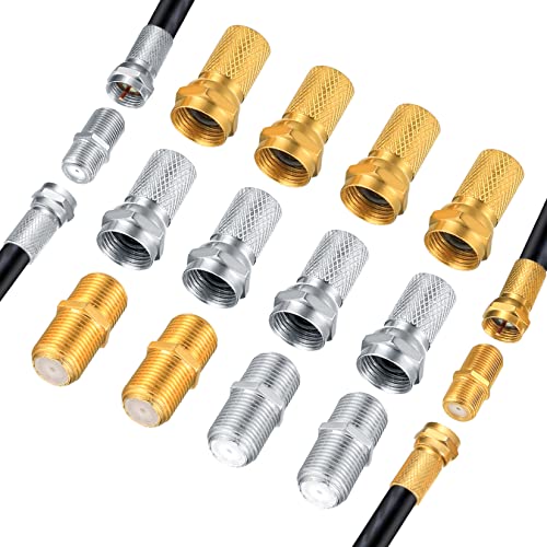 16 Pièces F-Connecteur Set Coaxial Connecteur F, Fiche Antenne TV Adaptateur Satellite Adaptateur D'extension D'antenne Connecteur de Câble Coaxial (Argenté + Doré) Fiche Technique et Prix au Maroc