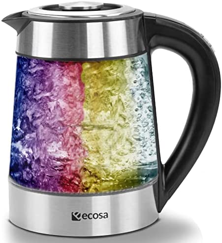 Bouilloire en verre 1,8 l | 2200 W | Acier inoxydable avec choix de température | Bouilloire à thé | 100% sans BPA | Fonction maintien au chaud | Éclairage LED en changement de couleur Fiche Technique et Prix au Maroc