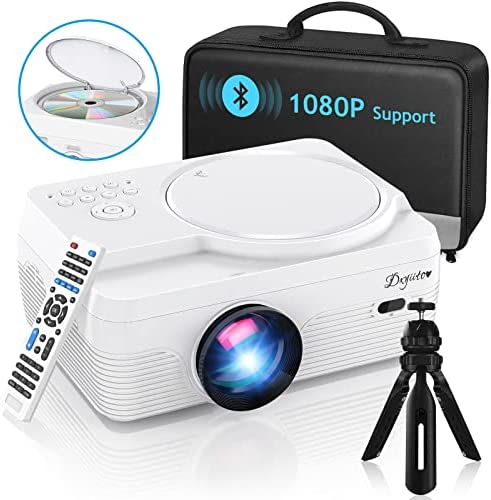 Full HD Bluetooth Projector Built in DVD Player, 7500LM 1080P Supported, Portable Mini DVD Projector for Outdoor Movies, 250" Home Theater, Compatible with iOS/Android/TV Stick/PS4/HDMI/USB/TF Card Fiche Technique et Prix au Maroc