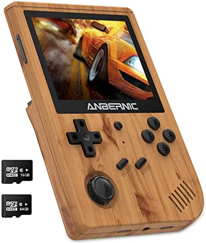RG351V Consoles de Jeux Portables , Console de Jeux Retro Open Source System , 3.5 Pouces IPS écran Built-in 64G TF Card 2500 Jeux Support PSP / PS1 / N64 / NDS (Wooden) Fiche Technique et Prix au Maroc