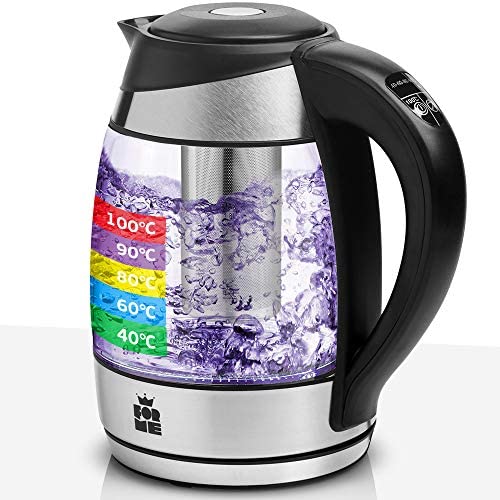 ForMe Bouilloire Électrique en Verre Thermostat Réglable 1.8 I Contrôle de Température Réglable 40-100°C Transparente Température Variable I Théière Avec Infuseur à Thé et Filtre à Eau I LED Sans BPA Fiche Technique et Prix au Maroc
