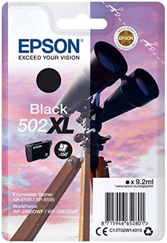 Epson 502XL Jumelles Noir, Cartouche d'encre d'origine XL Haute capacité, XP-5100 XP-5105 XP-5150 XP-5155 WF-2860DWF WF-2865DWF WF-2880 WF-2885 Fiche Technique et Prix au Maroc