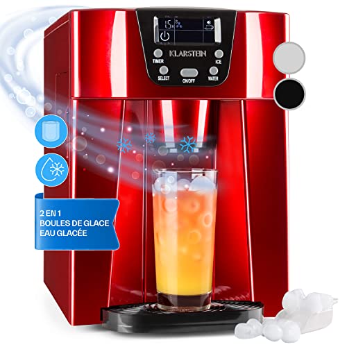 KLARSTEIN Ice Volcano 2G - Machines à glaçons, Ice maker, 12kg par jour, Fonction minuteur, Ecran LCD, 2 tailles, Réservoir de 2L, Arrêt automatique, Disjoncteur de sécurité, Entonnoir - Rouge Fiche Technique et Prix au Maroc