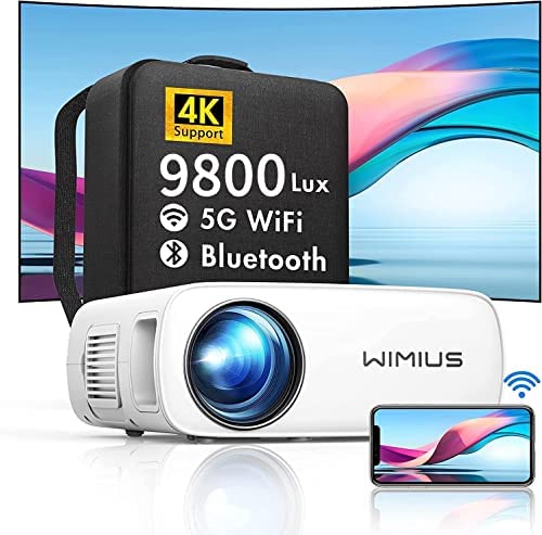 Vidéoprojecteur 5G WiFi Bluetooth ,9800 Lumens Full HD 1080P WiMiUS Projecteur 4K Supporté Correction 4P/4D PPT Presentation Zoom,Rétroprojecteur Home Cinéma pour PS5,iOS,Android,HDMI AV USB Fiche Technique et Prix au Maroc
