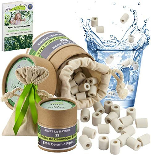 Aimez La Nature 55 Perles de Céramique EM® Avec Joli Pack Ecologique et Sachet Coton Certifié Bio, Purificateur Naturel Eau Robinet, Filtration Eau pour Carafe Bouilloire Lave Linge Lave Vaisselle Fiche Technique et Prix au Maroc