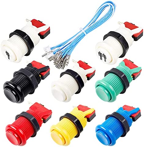 Fosiya Lot de 8 boutons d'arcade 30 mm type Happ avec câble de 20 cm pour manette d'arcade Arcade1up console de jeux (mélange de couleurs) Fiche Technique et Prix au Maroc