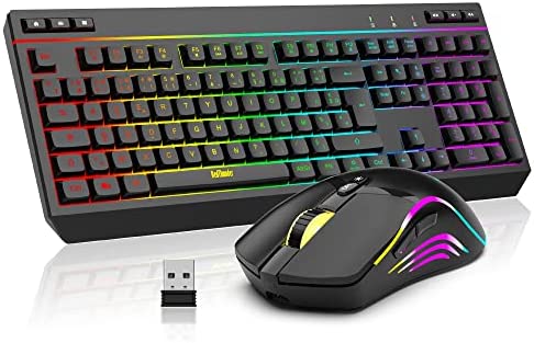 RedThunder K20 Ensemble Clavier et Souris sans Fil Rechargeable, AZERTY Français, Rétroéclairage RVB + Touches de Fonction Multimédia, Souris Ergonomique sans Fil avec 4800DPI pour Gamer Typists Fiche Technique et Prix au Maroc