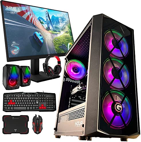 GOLOOK PC de bureau Gaming LED RGB fixe complet • i5 16 Go SSD 480 Go WiFi Nvidia GT1030 2 Go • Moniteur 24 HD • Clavier Souris Casques Pad • Ordinateur Fiche Technique et Prix au Maroc