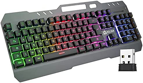 KLIM Lightning sans Fil NOUVEAUTÉ 2022 - Clavier Gamer sans-Fil Semi-Mécanique + Rétroéclairage RGB + Châssis en Métal et Touches Durables + Clavier PC PS4 PS5 à Sensation Mécanique + Garanti 5 Ans Fiche Technique et Prix au Maroc