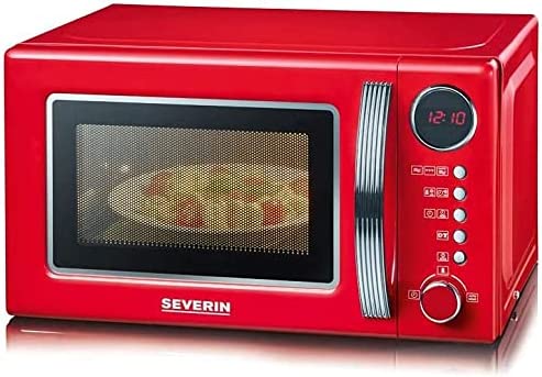 SEVERIN Four Micro-ondes, Gril, 20 L, jusqu’à 1 000W, 5 niveaux de puissance, Affichage numérique, Design rétro, Rouge, MW 7893 Fiche Technique et Prix au Maroc