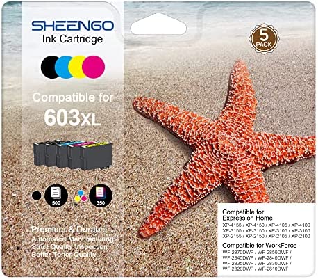 Multipack 603XL Cartouches d'encre Compatible pour Epson 603 603XL pour Expression Home XP 2100 XP 2105 XP 2150 XP 3100 XP 3105 XP 3150 XP 4100 Workforce WF-2810DWF WF-2820DWF WF-2830DWF (5-Pack) Fiche Technique et Prix au Maroc