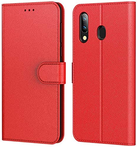 Tenphone Etui Coque pour Huawei P20 Lite, Protection Etui Housse en Cuir Portefeuille Livre,[Emplacements Cartes],[Fonction Support],[Languette Magnétique] pour (Huawei P20 Lite (5,84"), Rouge) Fiche Technique et Prix au Maroc