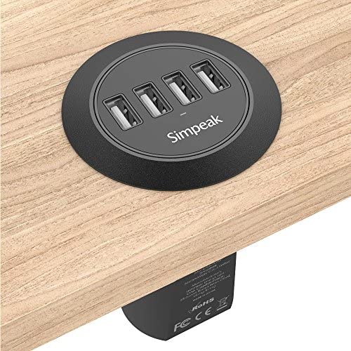 Simpeak Chargeur USB 30W 4-Ports Prise USB Chargeurs de Bureau Adaptateur USB Universel avec Câble d'alimentation et 2 Grommets, Compatible pour Apple iOS, Android, Appareils Portable Windows etc Fiche Technique et Prix au Maroc