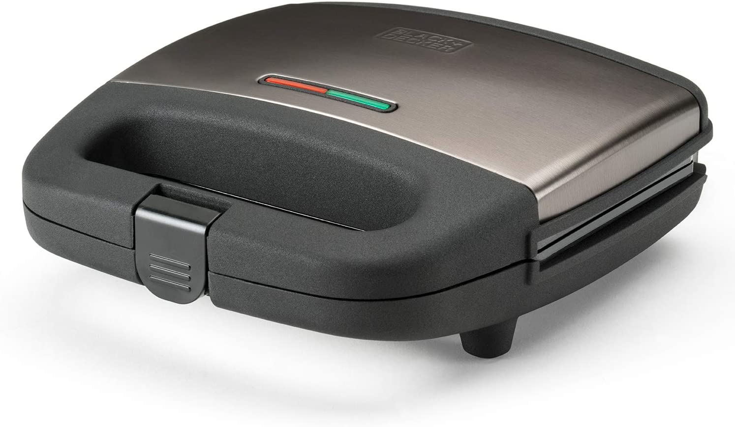 BLACK+DECKER BXSA750E - Grill électrique 750W, sandwich et croque monsieur, Plaques anti-adhésives, Voyant lumineux prêt à l'emploi, Inox finition anti-traves de doigts Fiche Technique et Prix au Maroc