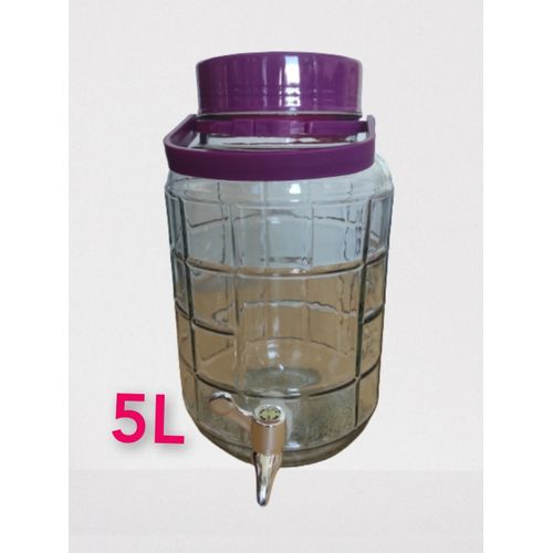 BOUTEILLE D'HUILE Verre avec robinet, Bouchon mauve, 5 litres,
 Fiche Technique et Prix au Maroc
