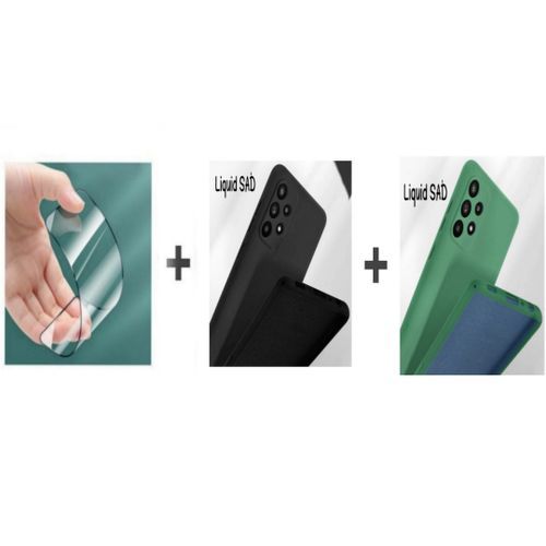 Case Pack : 2 pochette pour Samsung A13 souple silicone Noir et Vert foncé + ciramik
 Fiche Technique et Prix au Maroc