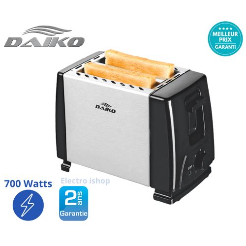 Daiko Grille pain - Toaster - 2 fentes - 700W
 Fiche Technique et Prix au Maroc
