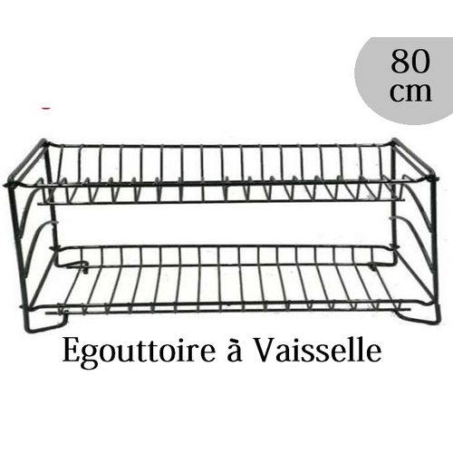 Égouttoir à vaisselle pour Cuisine, Longueur 80 cm - 2 Niveaux, Noir
 Fiche Technique et Prix au Maroc
