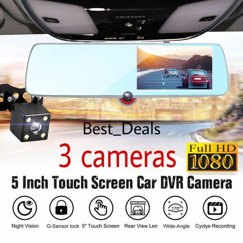 Full HD 1080P 5.0 pouces 3 caméras Rétroviseur tactile DVR Voiture ( et recul )
 Fiche Technique et Prix au Maroc