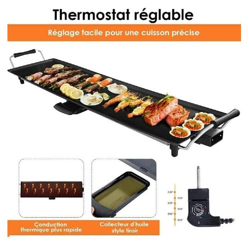 Fuma Planche de Cuisson 70cm électrique barbecue avec surface antiadhésive
 Fiche Technique et Prix au Maroc