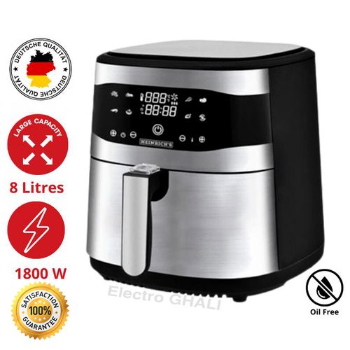Heinrich's Friteuse sans Huile - 8 Litres - 8 programmes-Ecran tactile LED - 1800W -Germany
 Fiche Technique et Prix au Maroc