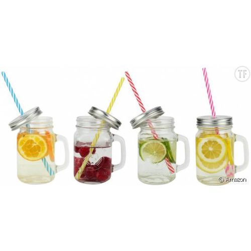 Lot De 4 Verre Vintage avec Poignée 450Ml avec Paille Réutilisable
 Fiche Technique et Prix au Maroc