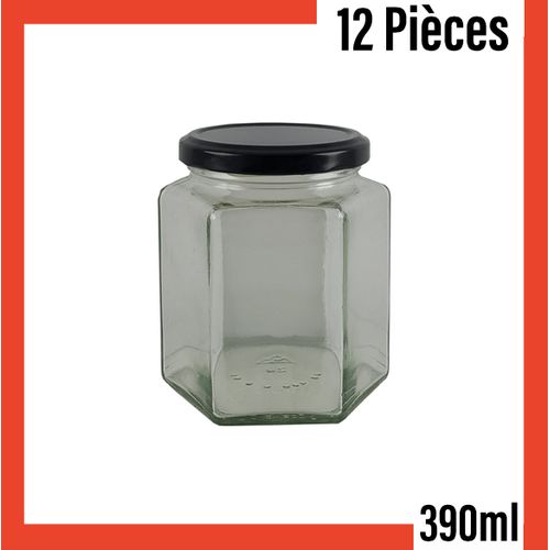 Lot de 12 Bocal Hexagonale en Verre Transparent- 390ml
 Fiche Technique et Prix au Maroc