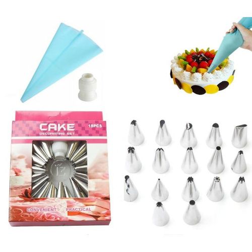 Poche à douille pour décoration de Gâteau, Buses en acier inoxydable جيب حلواني
 Fiche Technique et Prix au Maroc