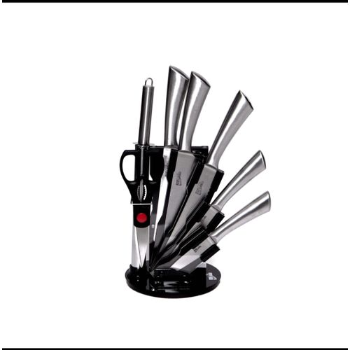 Rifland Set de 8 pcs, Couteaux en acier inoxydable ,Support , Ciseau..
 Fiche Technique et Prix au Maroc