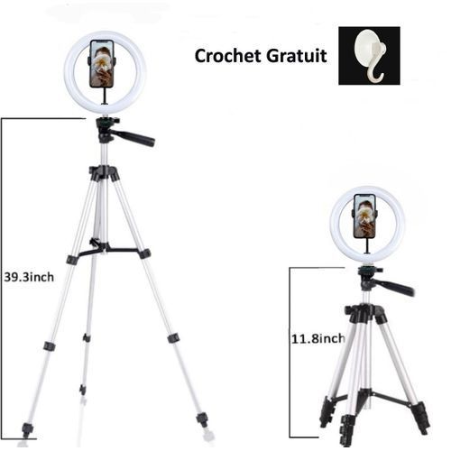 Ring Light  + Trepied Tripod Avec Support Téléphone 3 Modes de Lumiere.
 Fiche Technique et Prix au Maroc