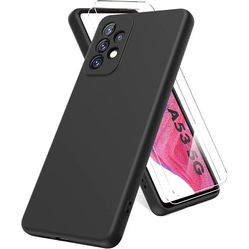 Samsung A53 5G Coque Silicone Noir + 1 Verres Trempes : Noir
 Fiche Technique et Prix au Maroc