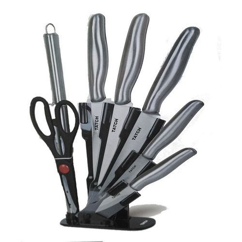 Set de 5 couteaux en inox avec ciseau, fusil et support pivotant
 Fiche Technique et Prix au Maroc