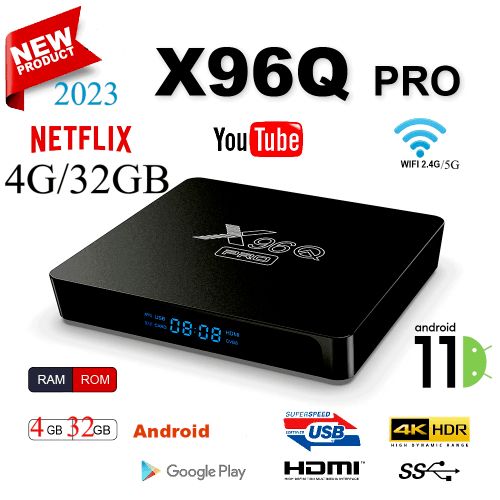 X96 PRO Smart TV BOX Dual Wifi 4Go+32Go Allwinner H616 6K ANDROID 11
 Fiche Technique et Prix au Maroc