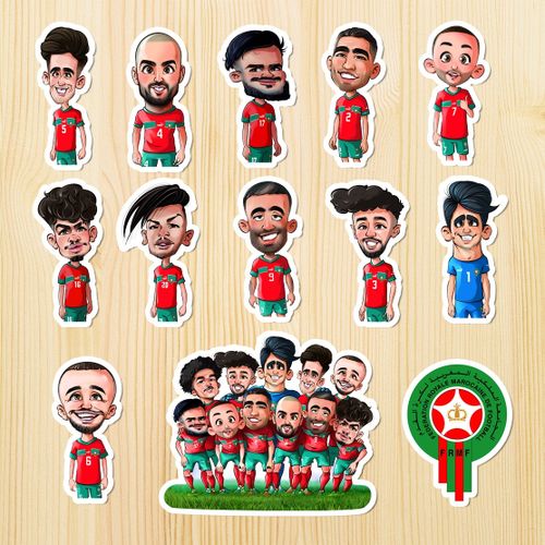 stickers maroc morocco maghreb FIFA WORLD CUP QATAR 2022 game,gaming,football LOT\13 pcs
 Fiche Technique et Prix au Maroc