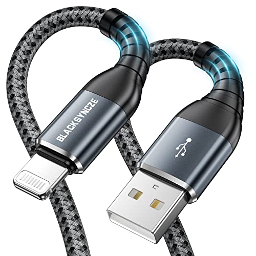 BLACKSYNCZE Câble iPhone Chargeur iPhone, 3M [Certifié MFi] Câble iPhone Nylon Câble Chargeur iPhone Fil Charge Rapide pour iPhone 11 12 13 Pro Max Mini XR XS X 8 7 6 Plus 6s 6 SE 5 5s 5c Fiche Technique et Prix au Maroc